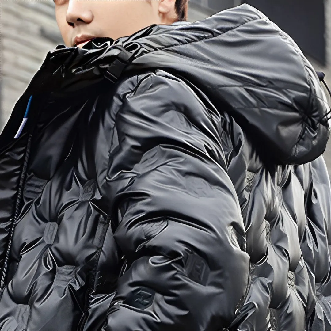 abbee Black 2XL Winter Hooded Glossy Overcoat Long Jacket Stylish Lightweight Quilted Warm Puffer Coat