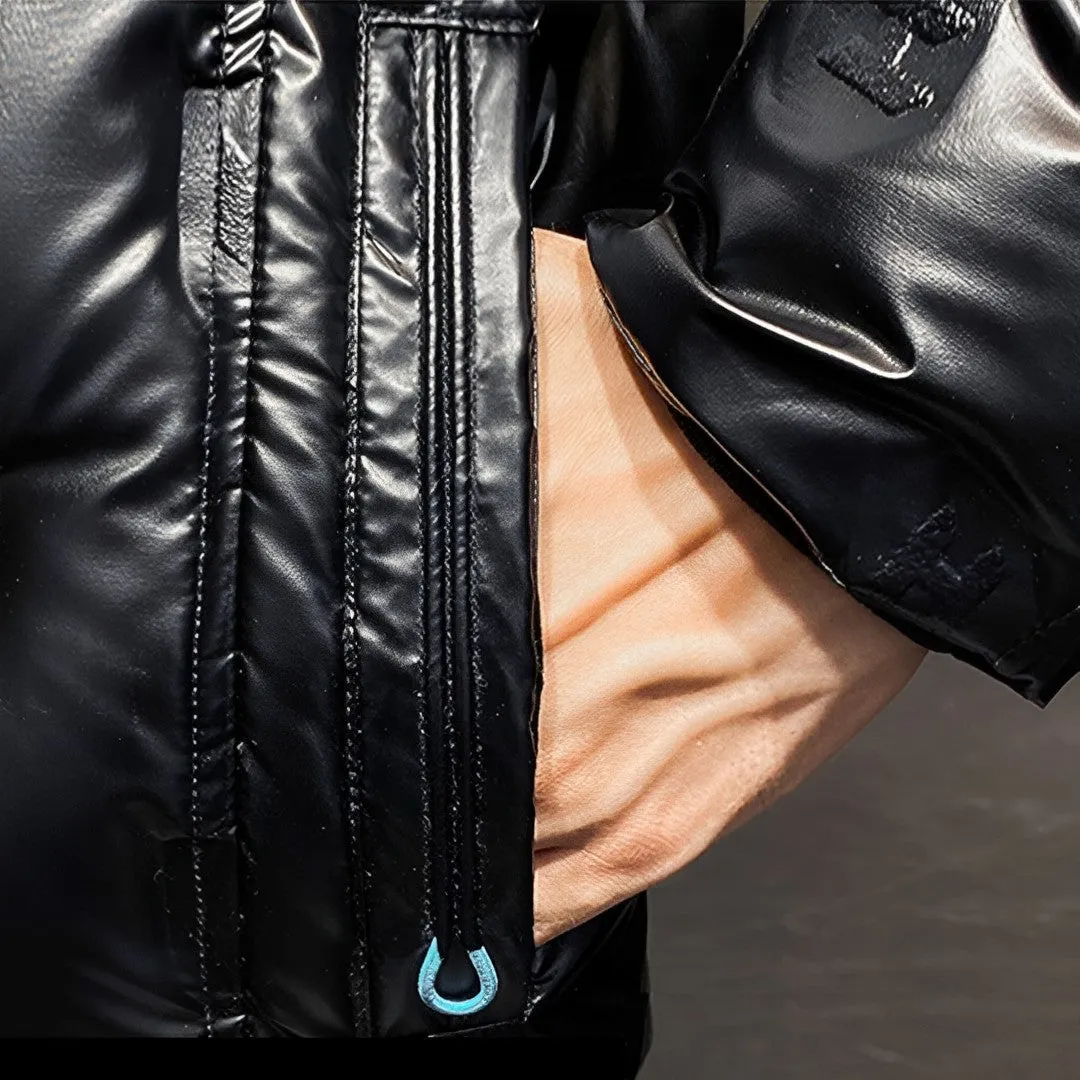 abbee Black 2XL Winter Hooded Glossy Overcoat Long Jacket Stylish Lightweight Quilted Warm Puffer Coat