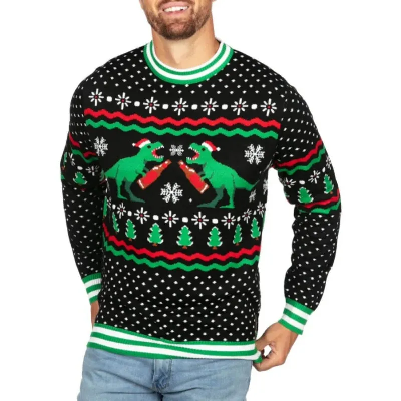 Custom 100% Cotton Christmas Dinosaur Knit Sweater – Knitwear Manufacturer