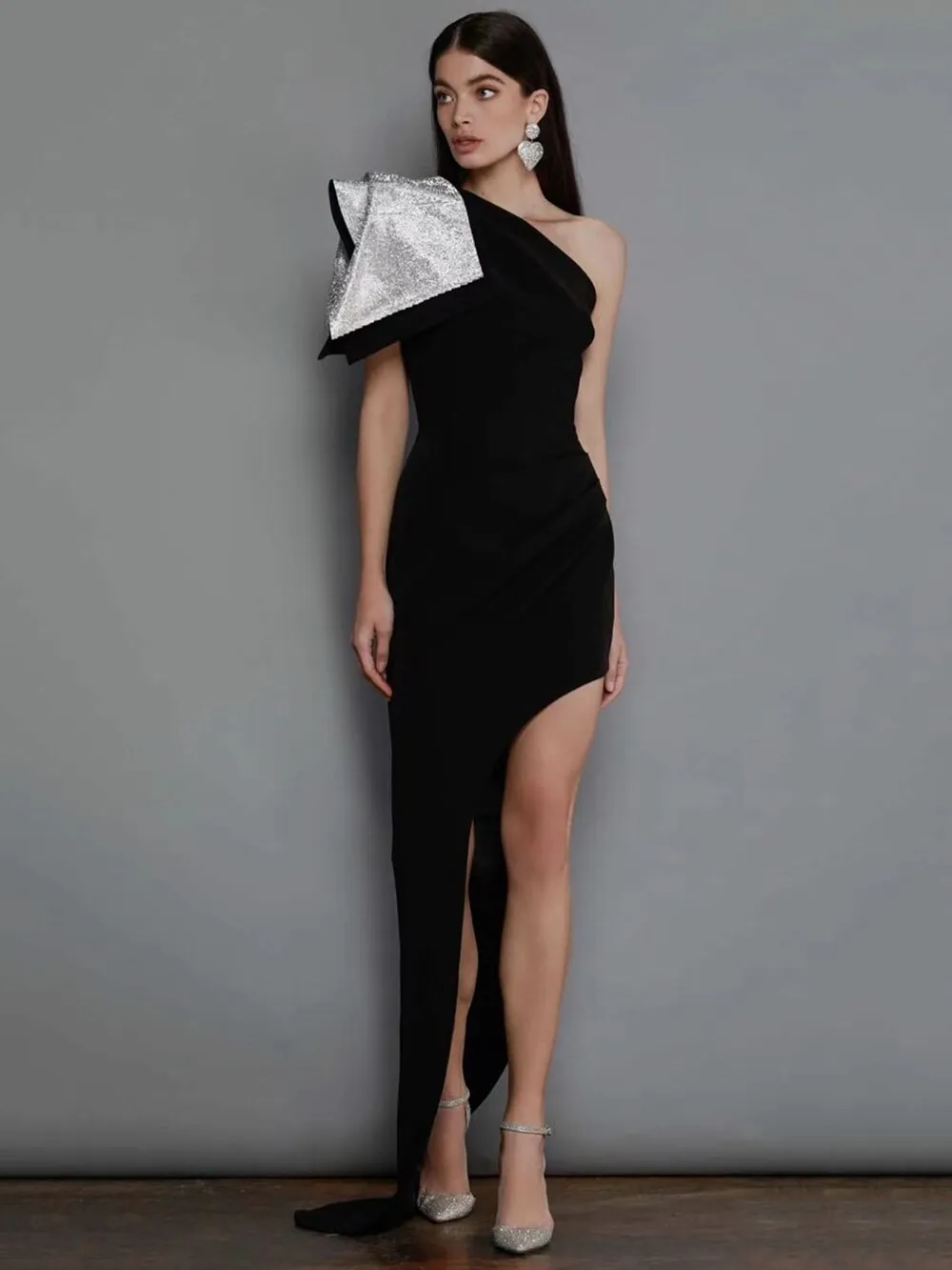 Draped High Split Dress