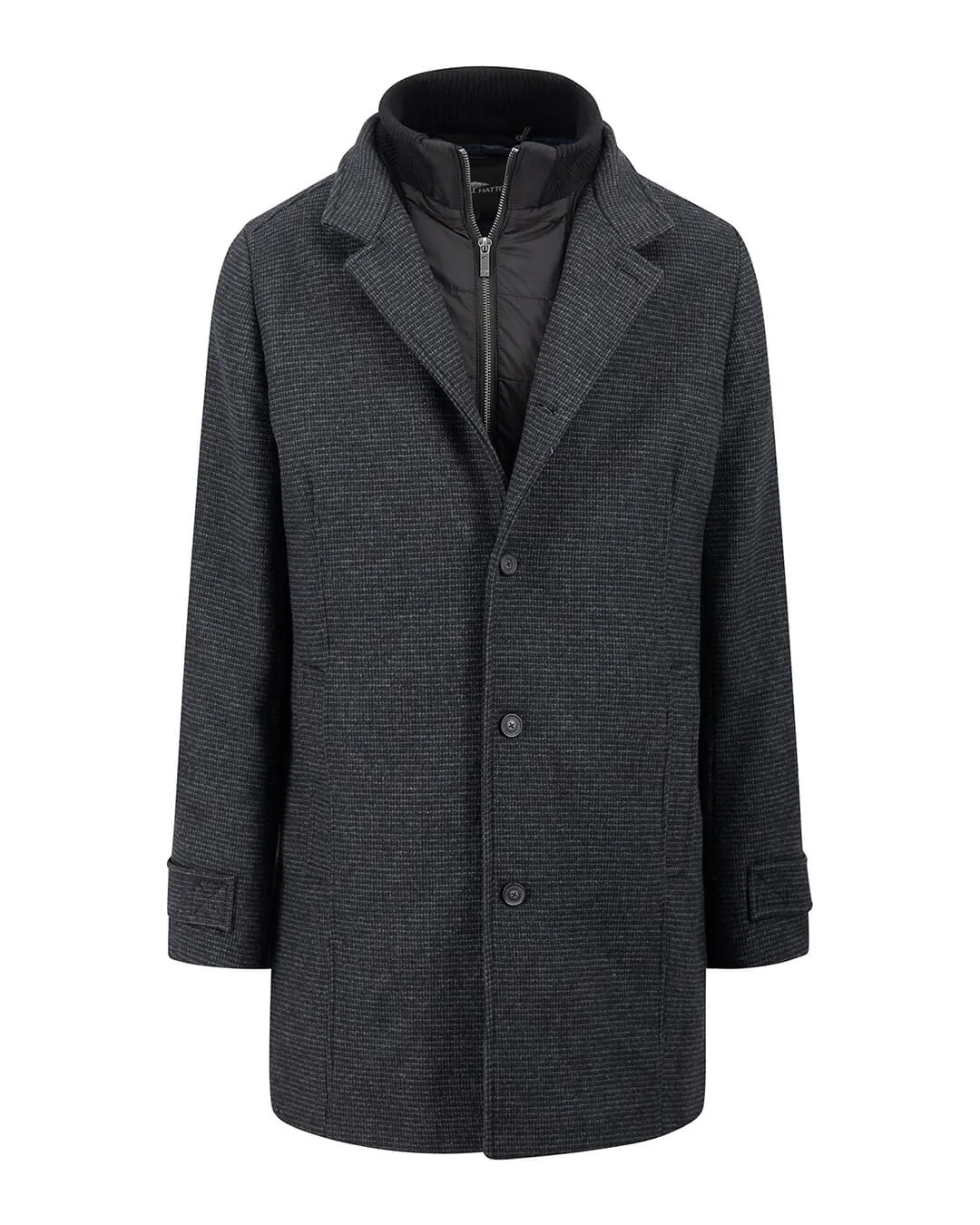 Fynch-Hatton Standcollar Pattern Charcoal Coat
