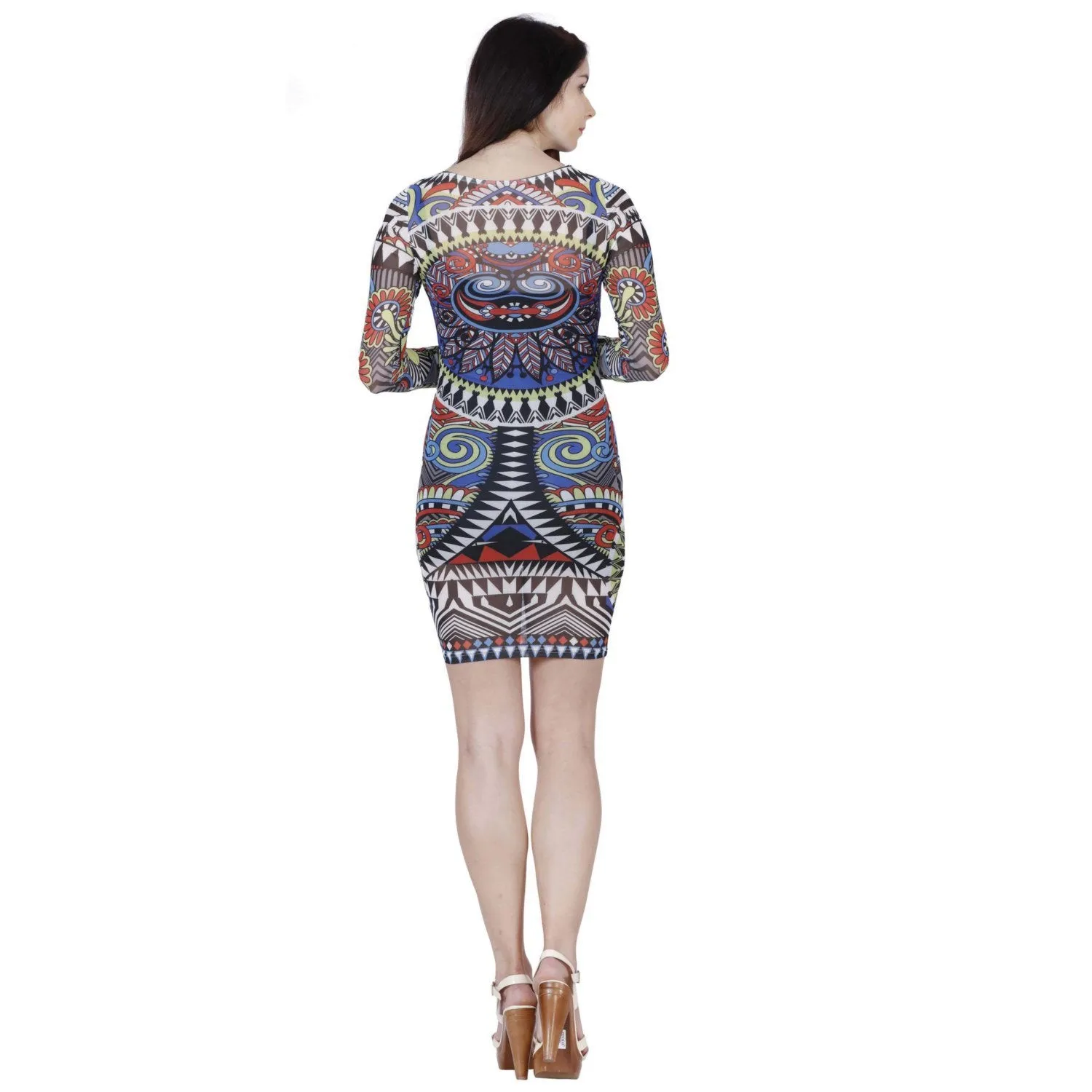 Jaune Multicolour Tribal Infusions Sheer Dress