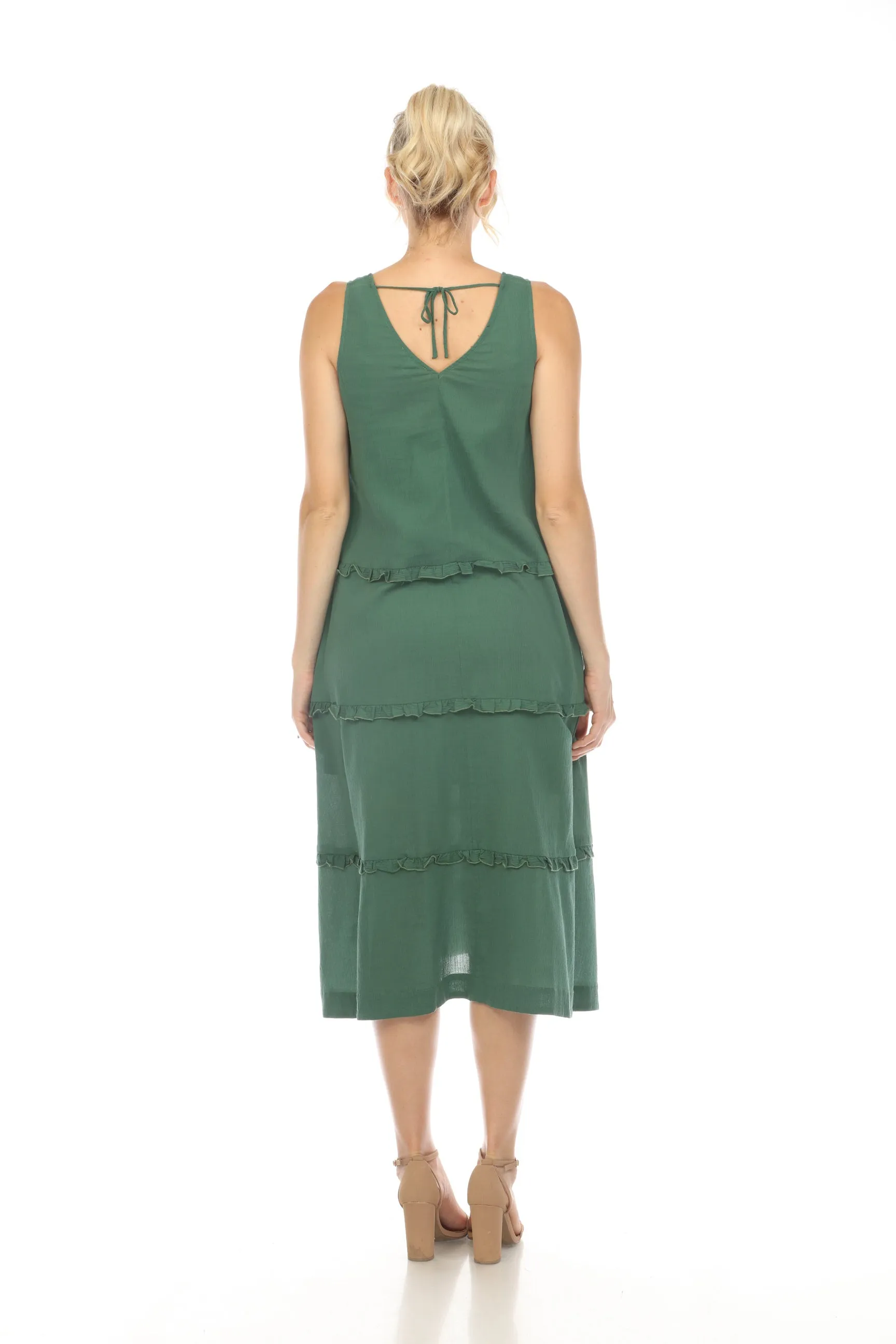Johnny Was Calme Tiered Ruffles V-Neck Trapeze Dress O31116 *