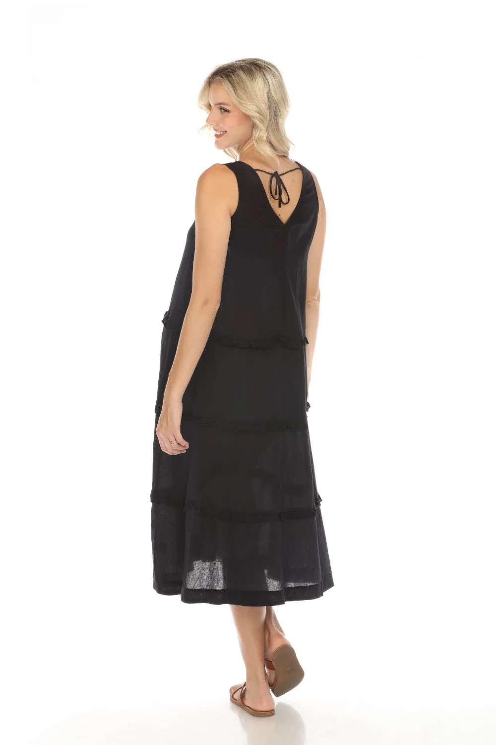 Johnny Was Calme Tiered Ruffles V-Neck Trapeze Dress O31116 *