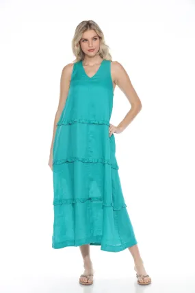 Johnny Was Calme Tiered Ruffles V-Neck Trapeze Dress O31116 *