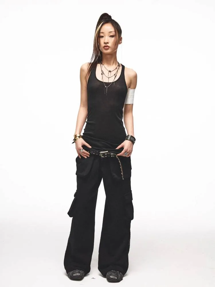 knitted back printed camisole vest