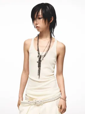 knitted back printed camisole vest