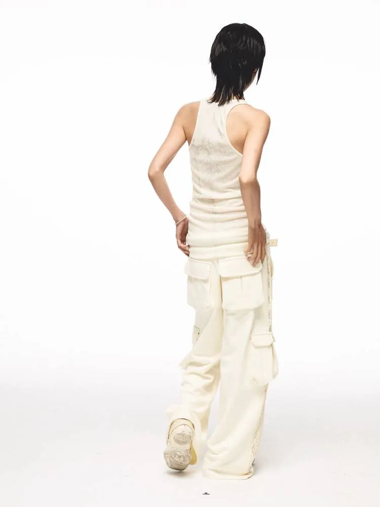 knitted back printed camisole vest