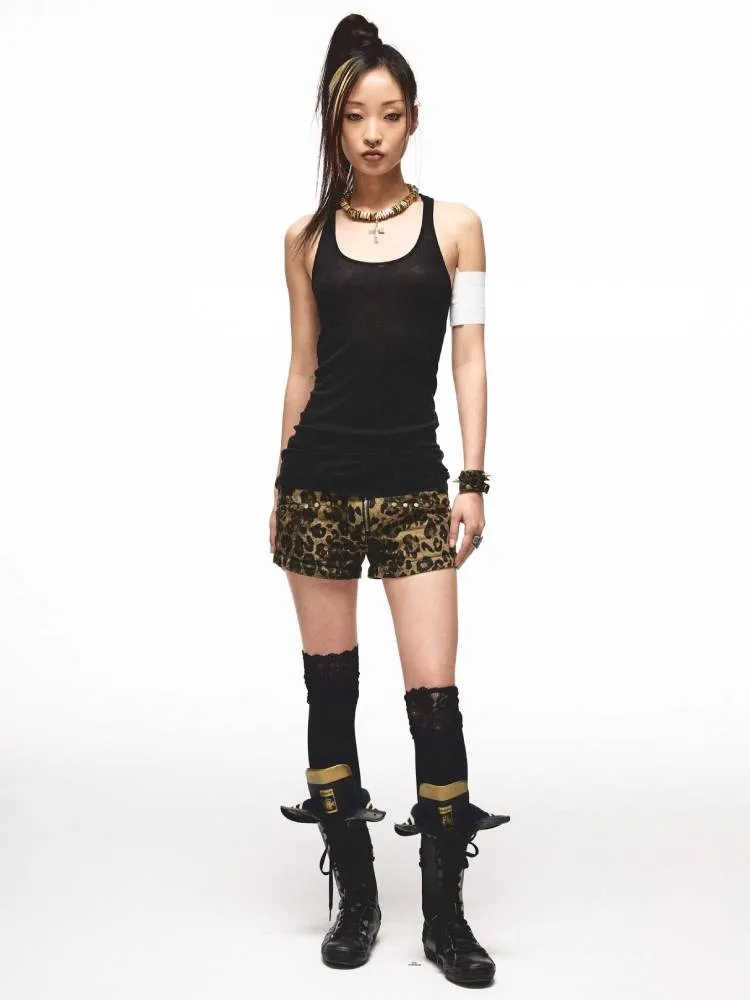 knitted back printed camisole vest