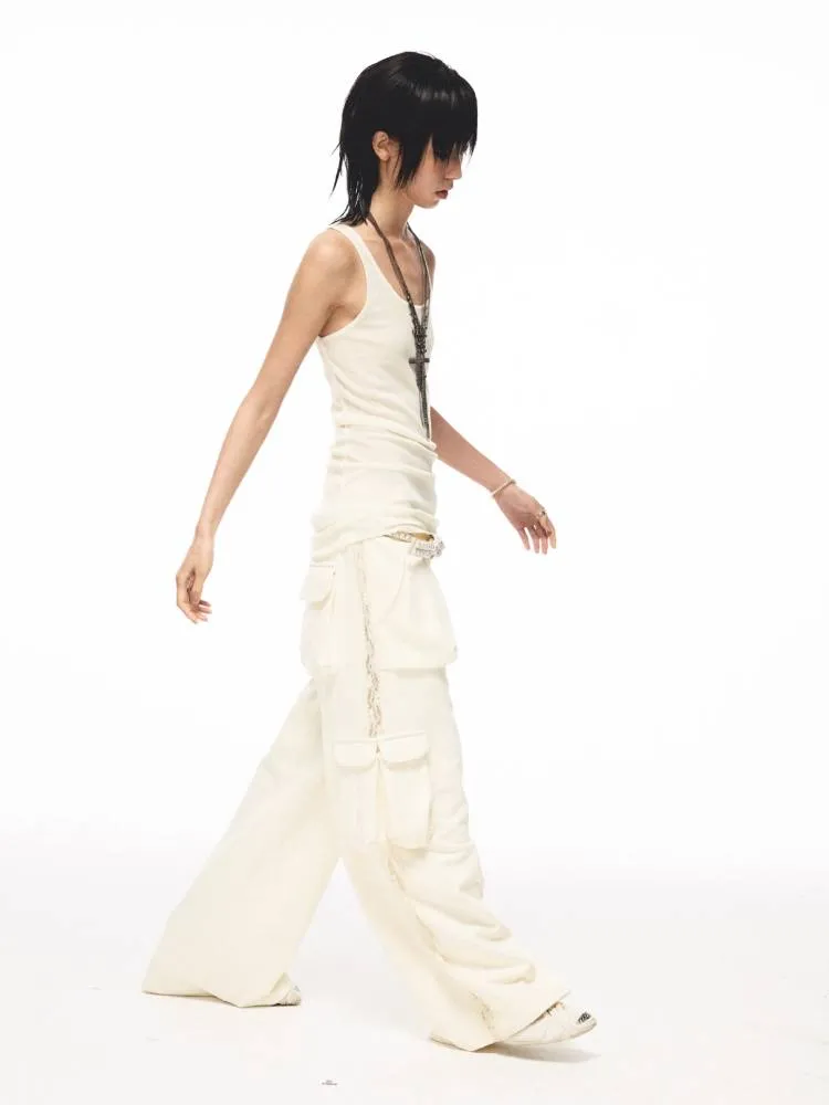 knitted back printed camisole vest