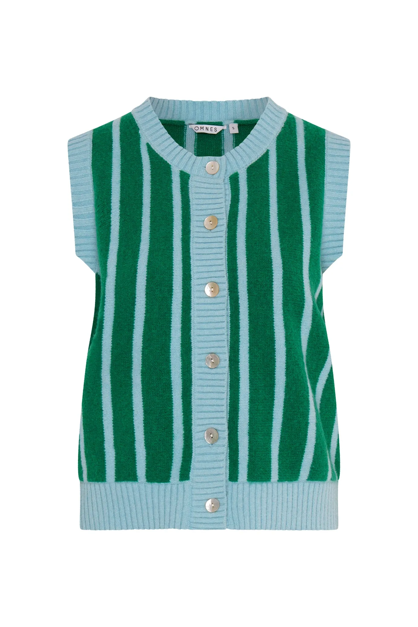 Matilda Stripe Vest in Green and Blue Stripe