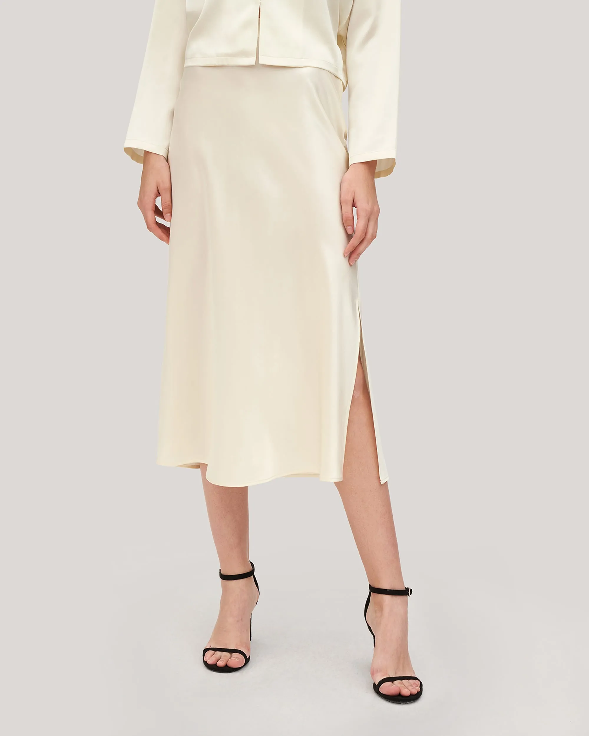 Minimalist Aesthetic Silk Poppy Skirt