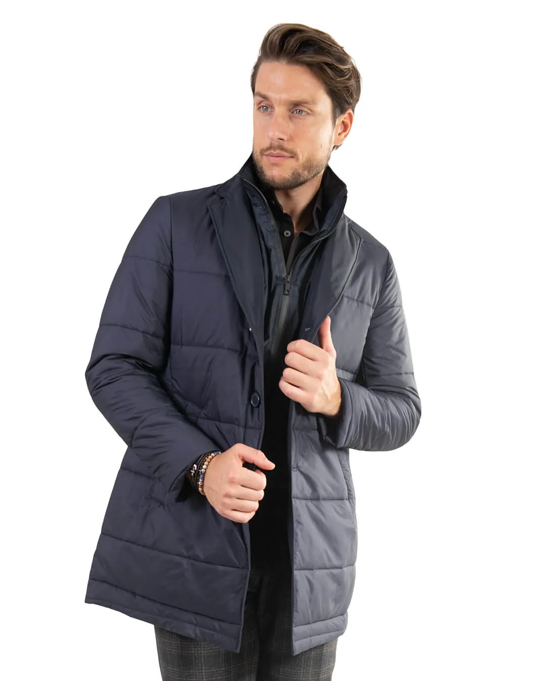 Navy Technical Wadded Pettorina Coat