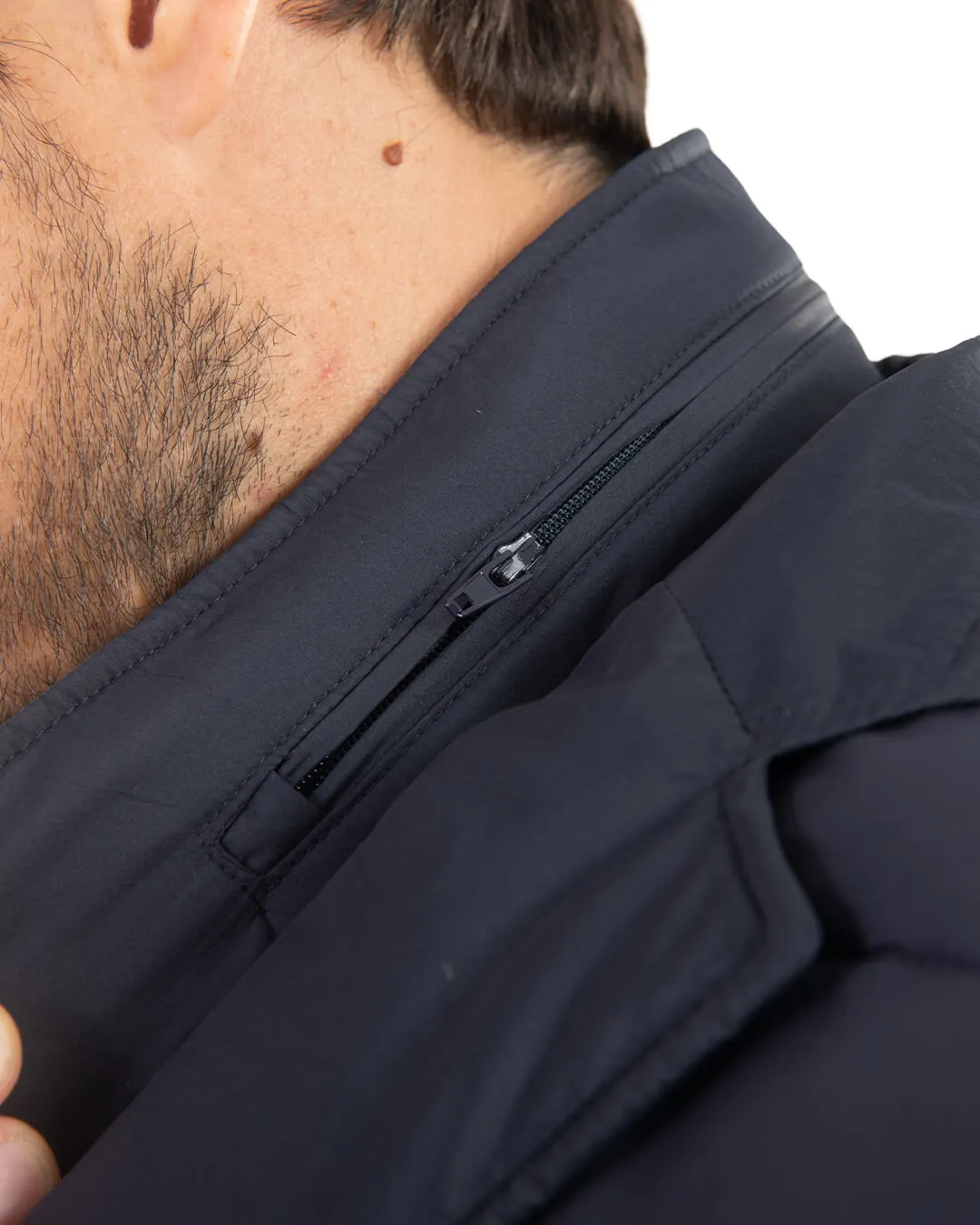 Navy Technical Wadded Pettorina Coat