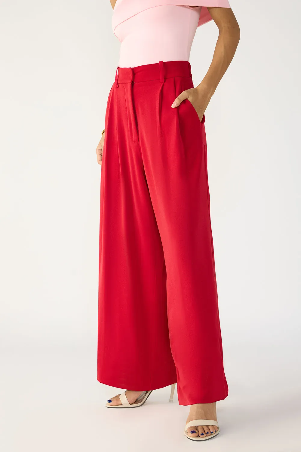 Ruby Red Adjustable Korean Pants
