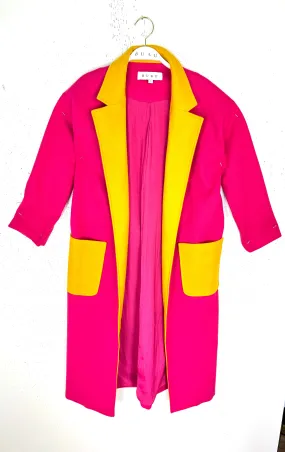 SAMPLE- Open Car Coat - Pink & Yellow