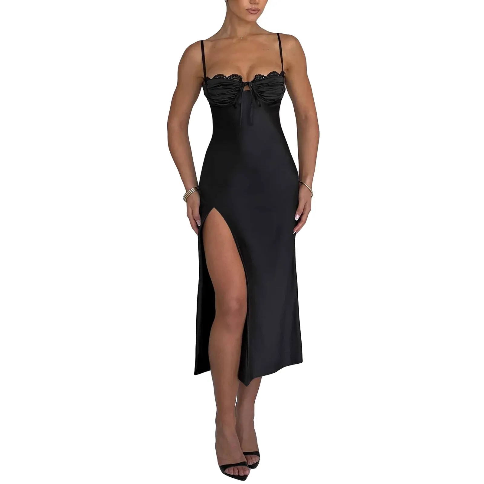 Summer Beach Party Dress Y2k Long Dress Sleeveless Spaghetti Strap Sexy Maxi Bodycon Dresses Black Women Outfits Birthday