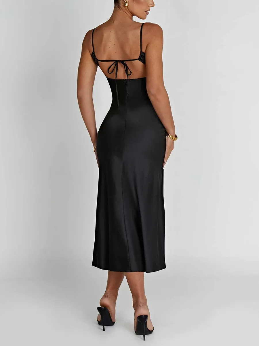 Summer Beach Party Dress Y2k Long Dress Sleeveless Spaghetti Strap Sexy Maxi Bodycon Dresses Black Women Outfits Birthday