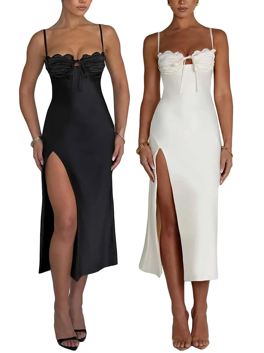 Summer Beach Party Dress Y2k Long Dress Sleeveless Spaghetti Strap Sexy Maxi Bodycon Dresses Black Women Outfits Birthday