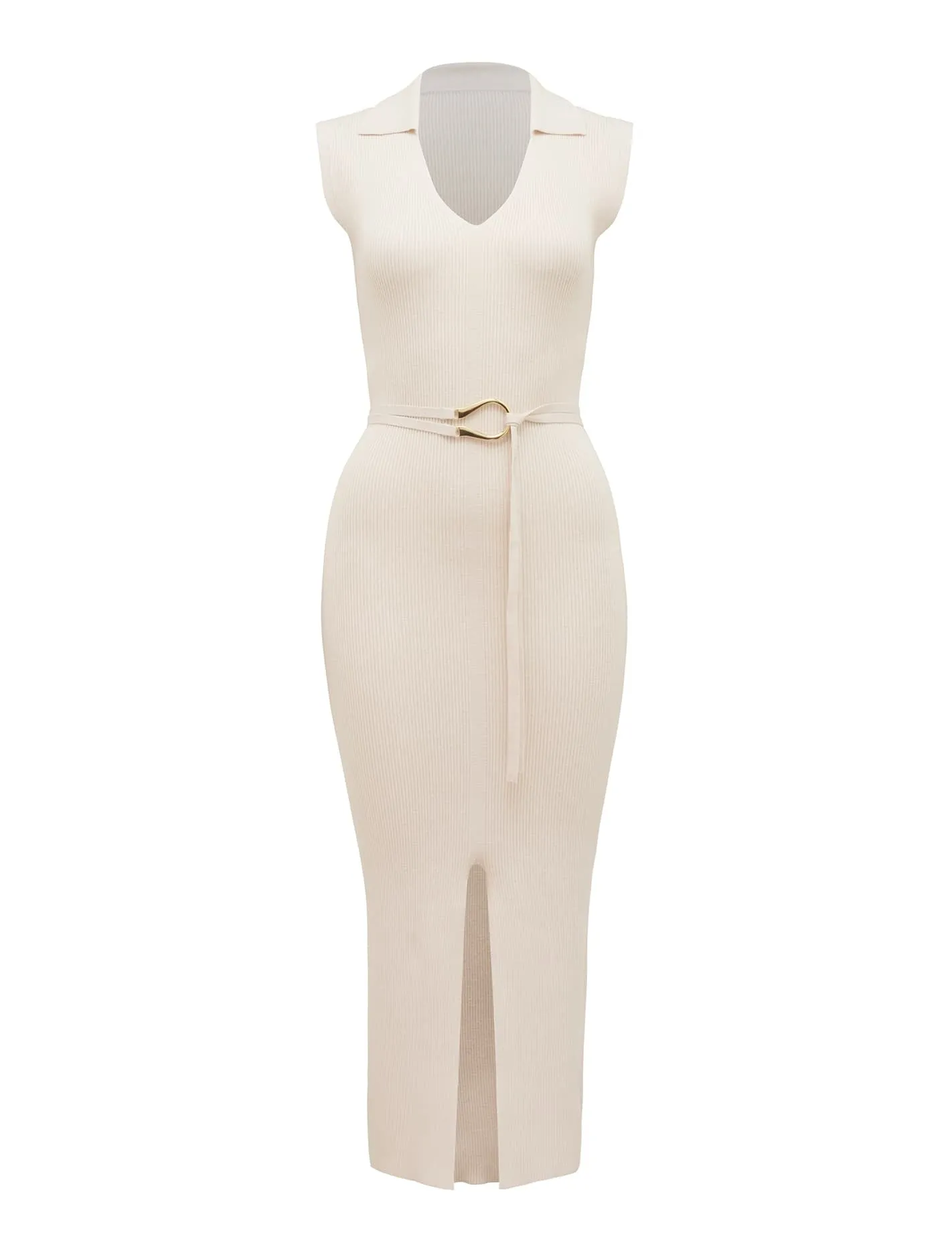 Suzana Collar Belted Knit Dress