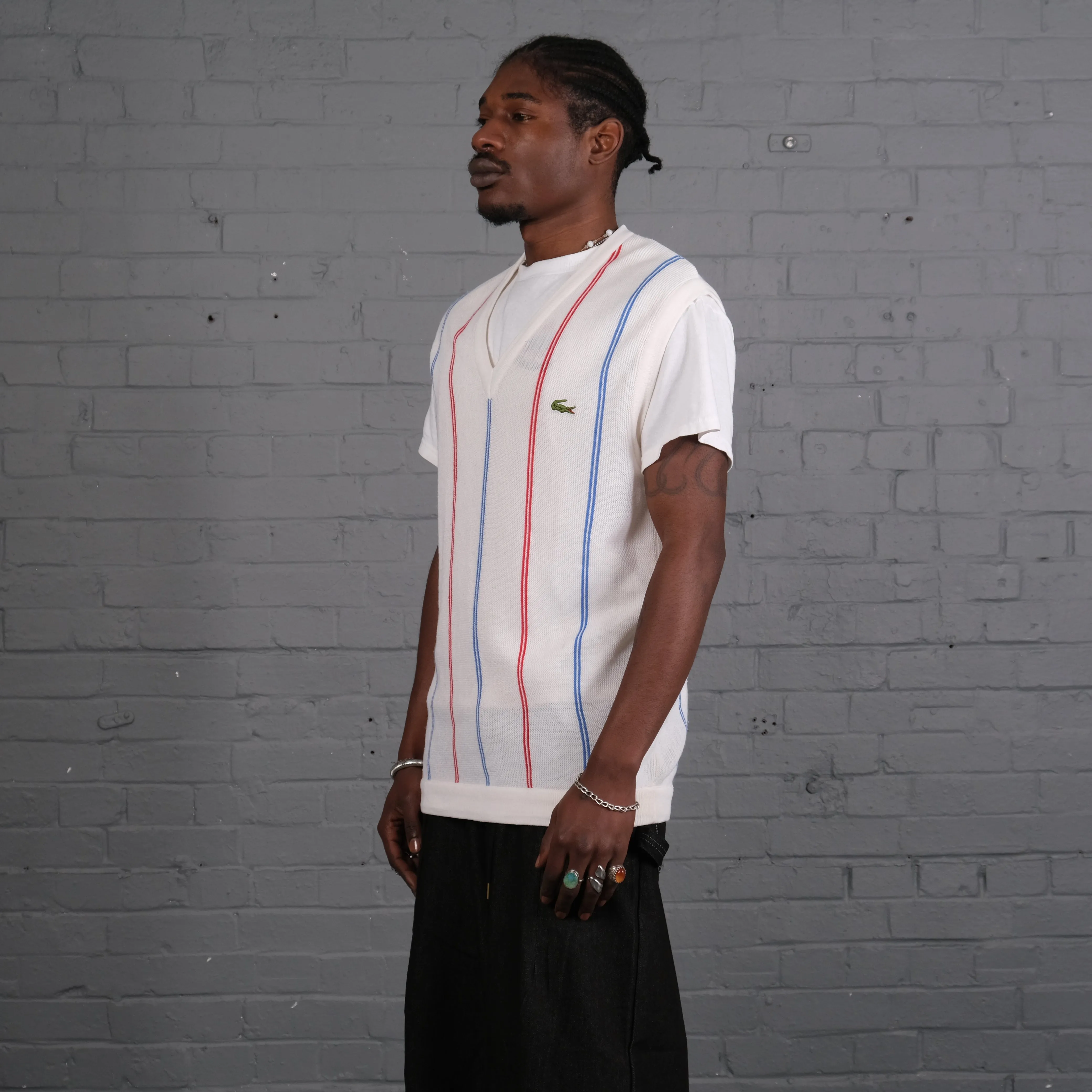 Vintage Lacoste Knitted Vest in White