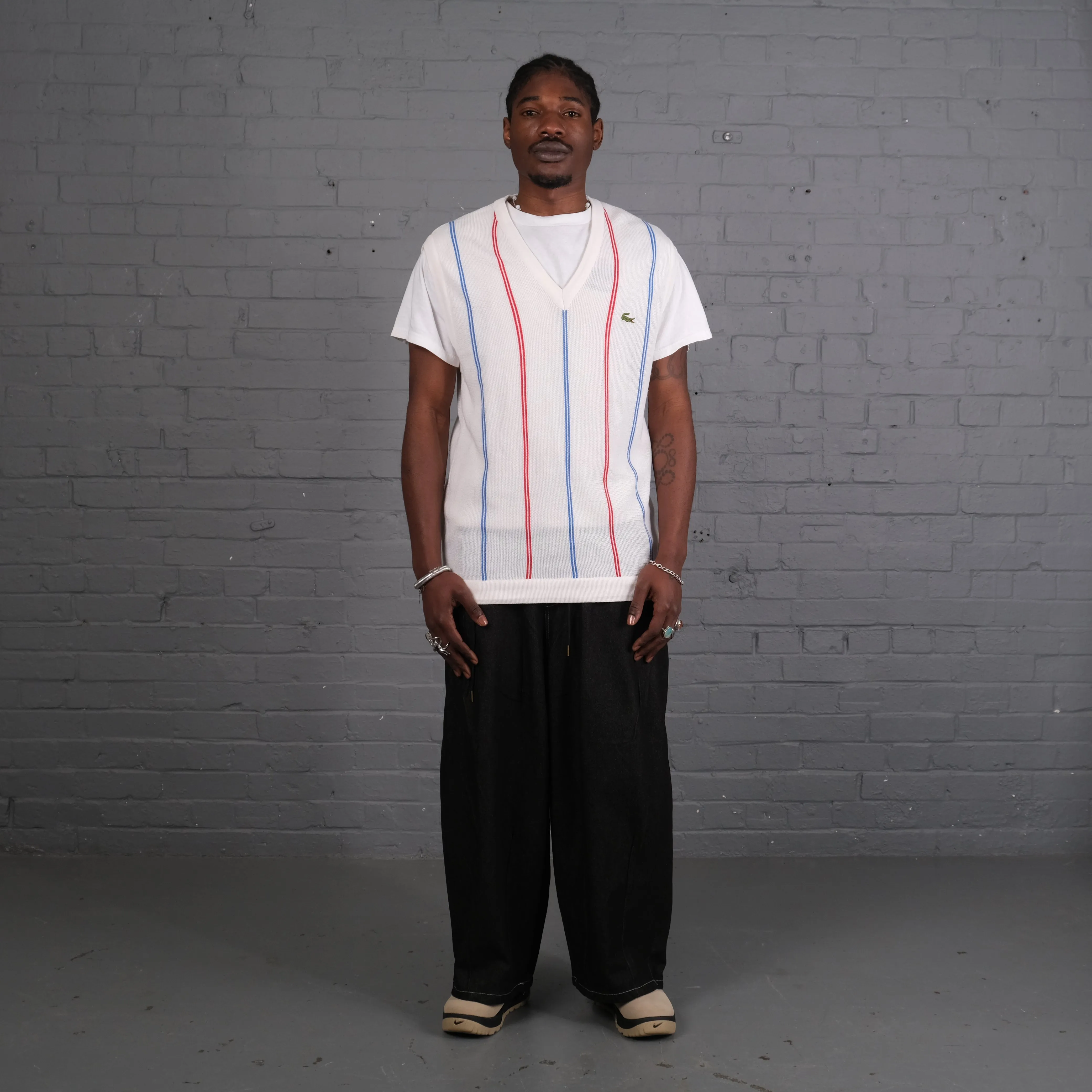 Vintage Lacoste Knitted Vest in White