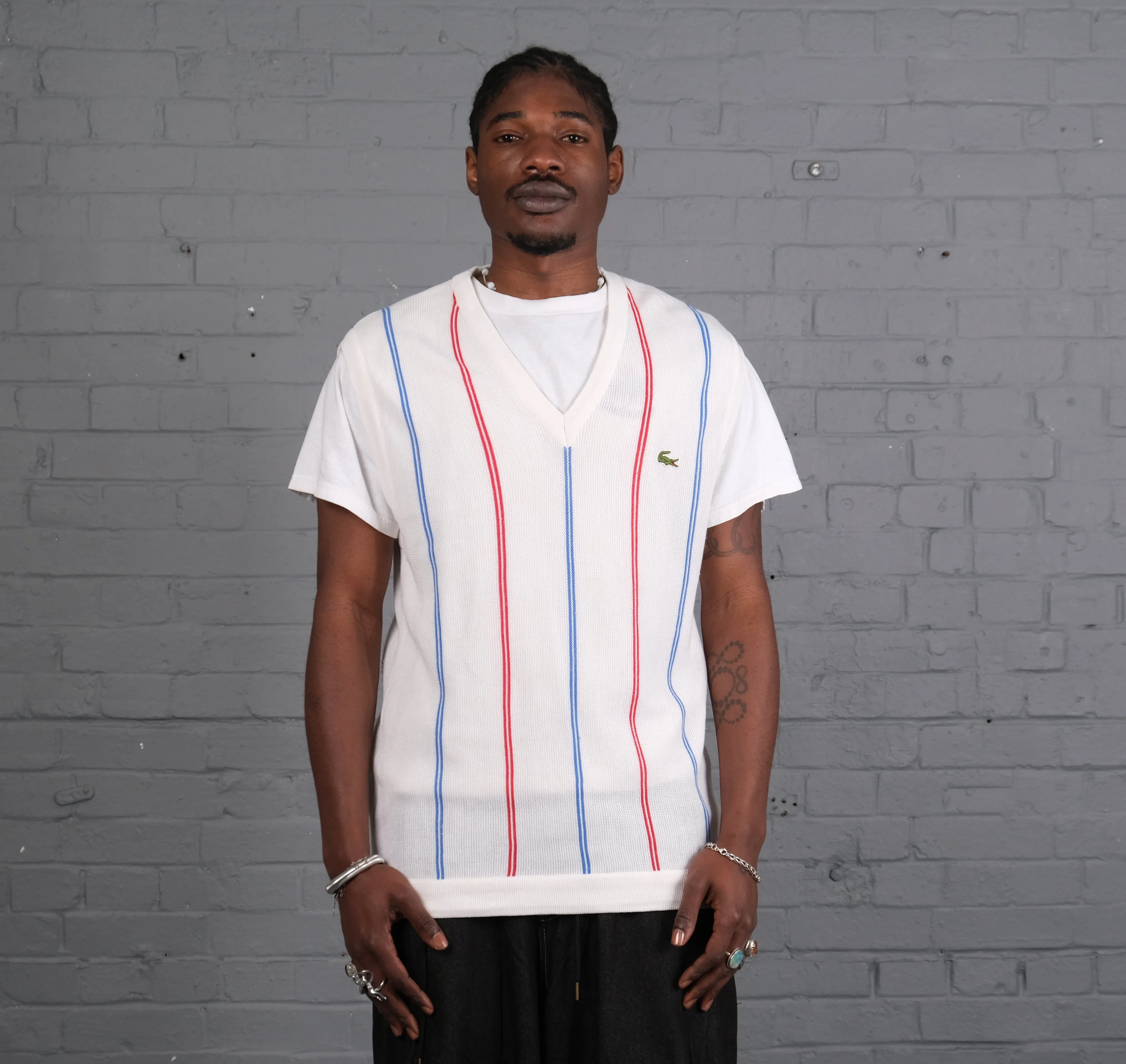 Vintage Lacoste Knitted Vest in White